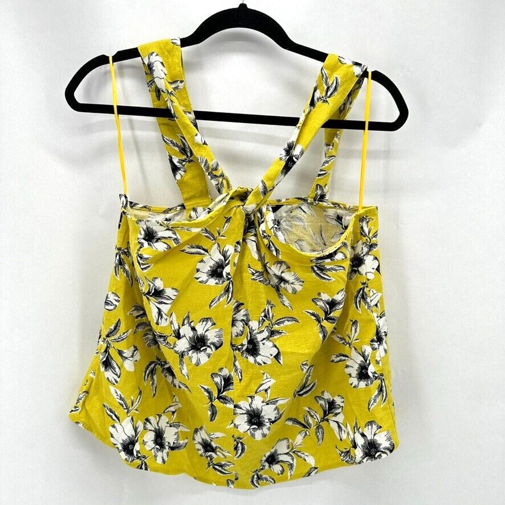 Banana Republic Cross Front Top Size M Floral Linen Coquette Preppy Boho NWT